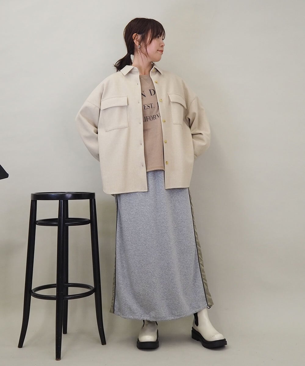 ZMHAE21120 al'aise modulation(アレーズモジュレーション) 【セットアップ対応】異素材ジョイントドロストヘムスカート グレー