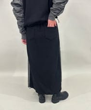 ZMHAE21120 al'aise modulation(アレーズモジュレーション) 【セットアップ対応】異素材ジョイントドロストヘムスカート ブラック