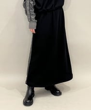 ZMHAE21120 al'aise modulation(アレーズモジュレーション) 【セットアップ対応】異素材ジョイントドロストヘムスカート ブラック