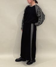 ZMHAE21120 al'aise modulation(アレーズモジュレーション) 【セットアップ対応】異素材ジョイントドロストヘムスカート ブラック