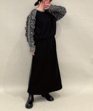 ZMHAE21120 al'aise modulation(アレーズモジュレーション) 【セットアップ対応】異素材ジョイントドロストヘムスカート ブラック