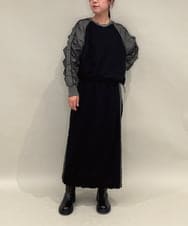 ZMHAE21120 al'aise modulation(アレーズモジュレーション) 【セットアップ対応】異素材ジョイントドロストヘムスカート ブラック