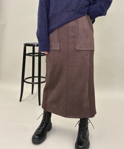 ZMHAE24099 al'aise modulation 【洗える】サイドリブスエードスカート