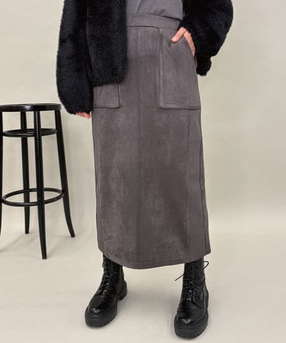 ZMHAE24099 al'aise modulation 【洗える】サイドリブスエードスカート