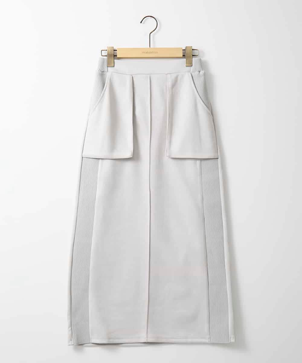 ZMHAE24099 al'aise modulation(アレーズモジュレーション) 【洗える】サイドリブスエードスカート ライトグレー
