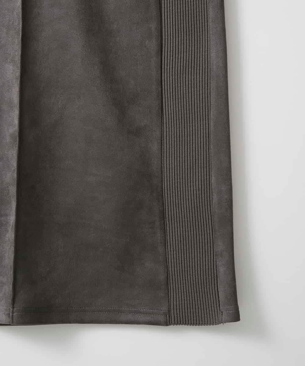 ZMHAE24099 al'aise modulation(アレーズモジュレーション) 【洗える】サイドリブスエードスカート ダークグレー