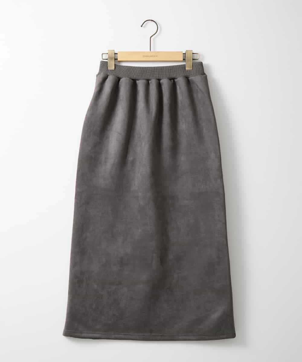 ZMHAE24099 al'aise modulation(アレーズモジュレーション) 【洗える】サイドリブスエードスカート ダークグレー
