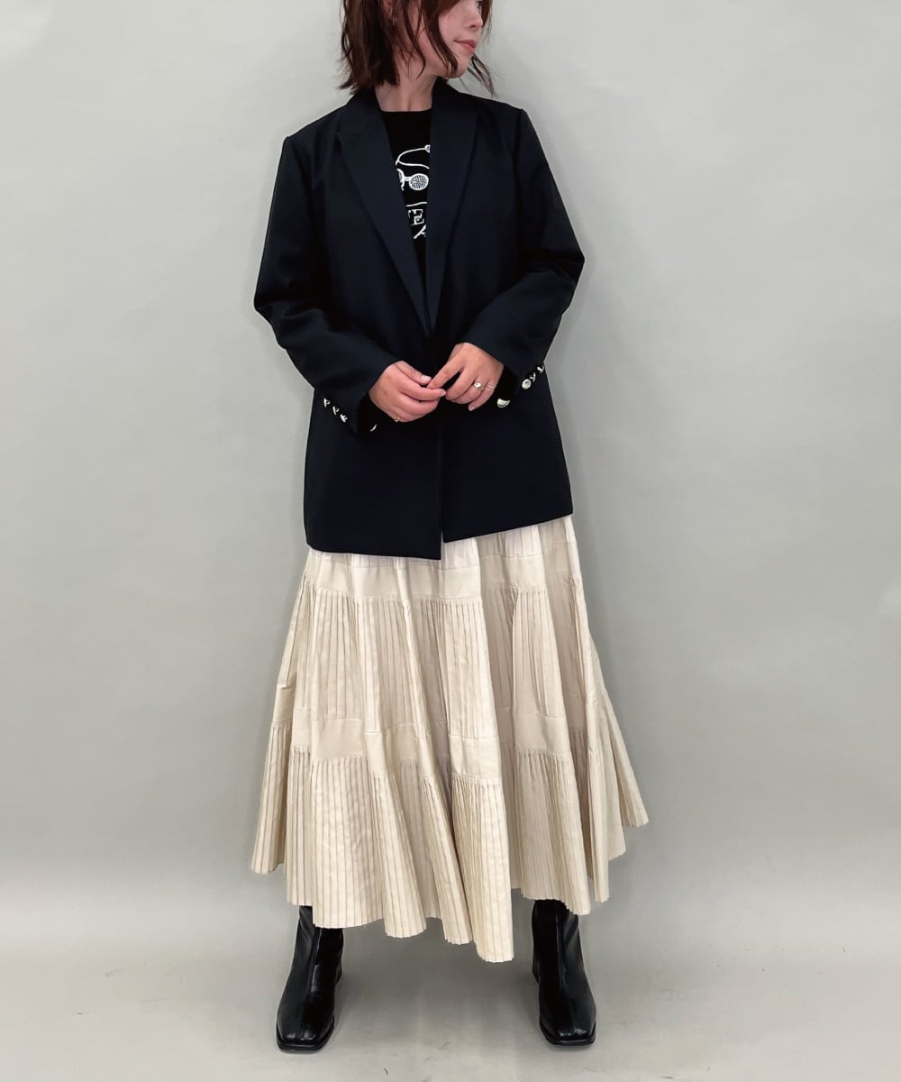 ZMHAE25140 al'aise modulation(アレーズモジュレーション) プリーツティアードスカート アイボリー