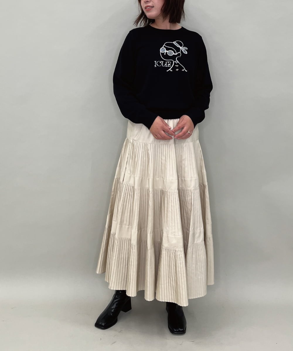 ZMHAE25140 al'aise modulation(アレーズモジュレーション) プリーツティアードスカート アイボリー