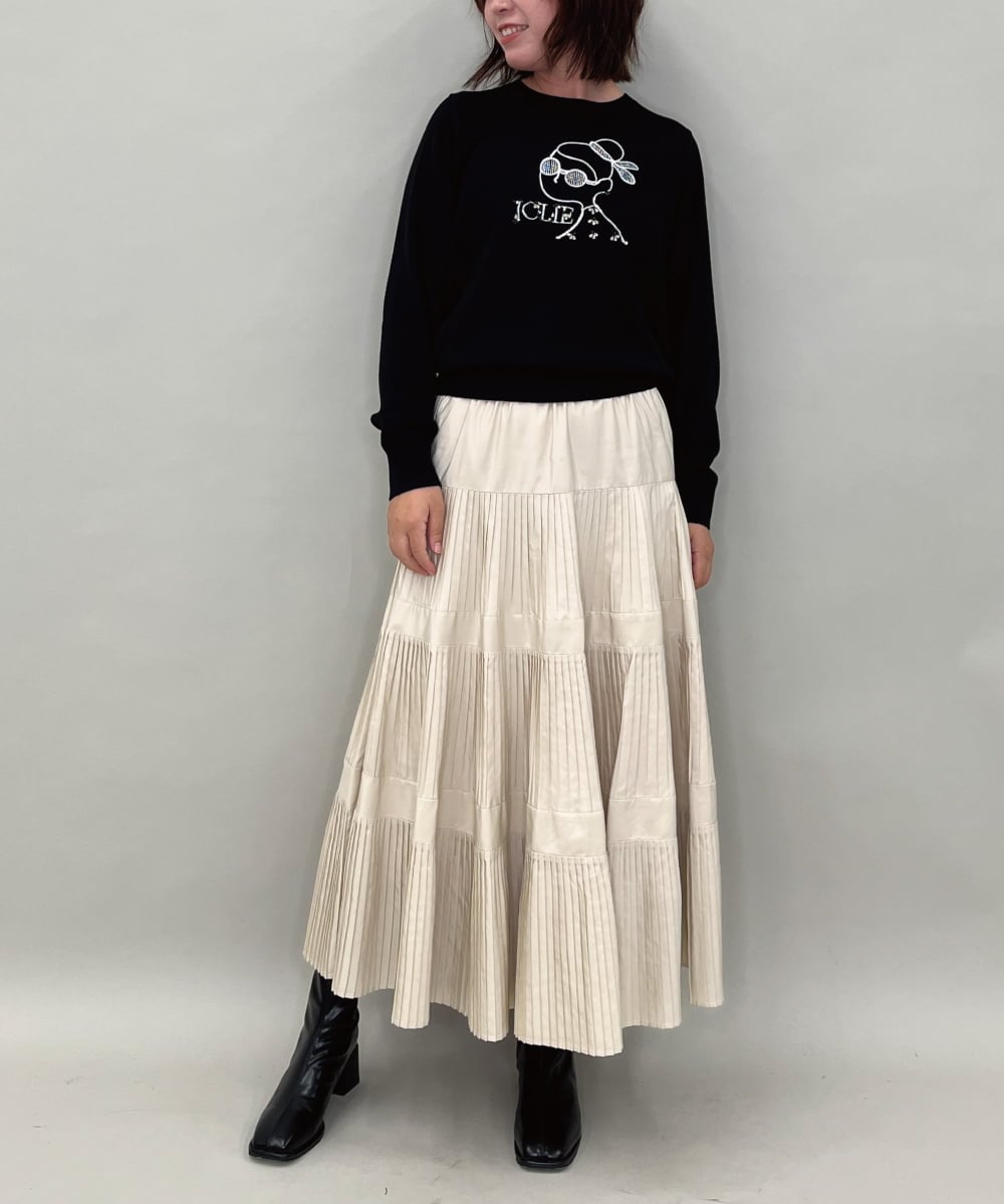 ZMHAE25140 al'aise modulation(アレーズモジュレーション) プリーツティアードスカート アイボリー