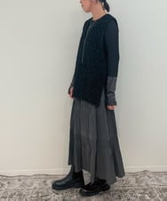 ZMHAE25140 al'aise modulation(アレーズモジュレーション) プリーツティアードスカート ダークグレー