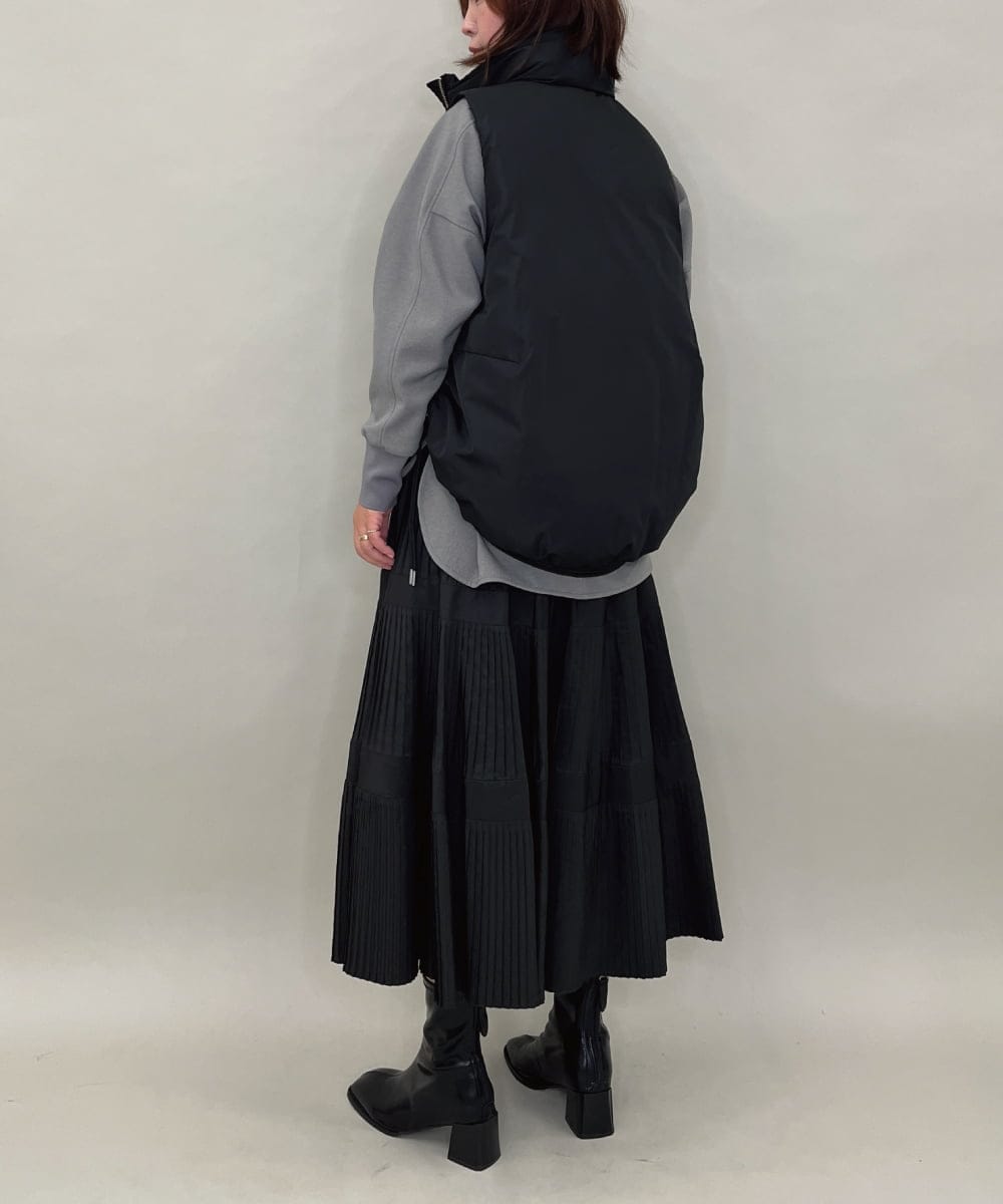ZMHAE25140 al'aise modulation(アレーズモジュレーション) プリーツティアードスカート ブラック