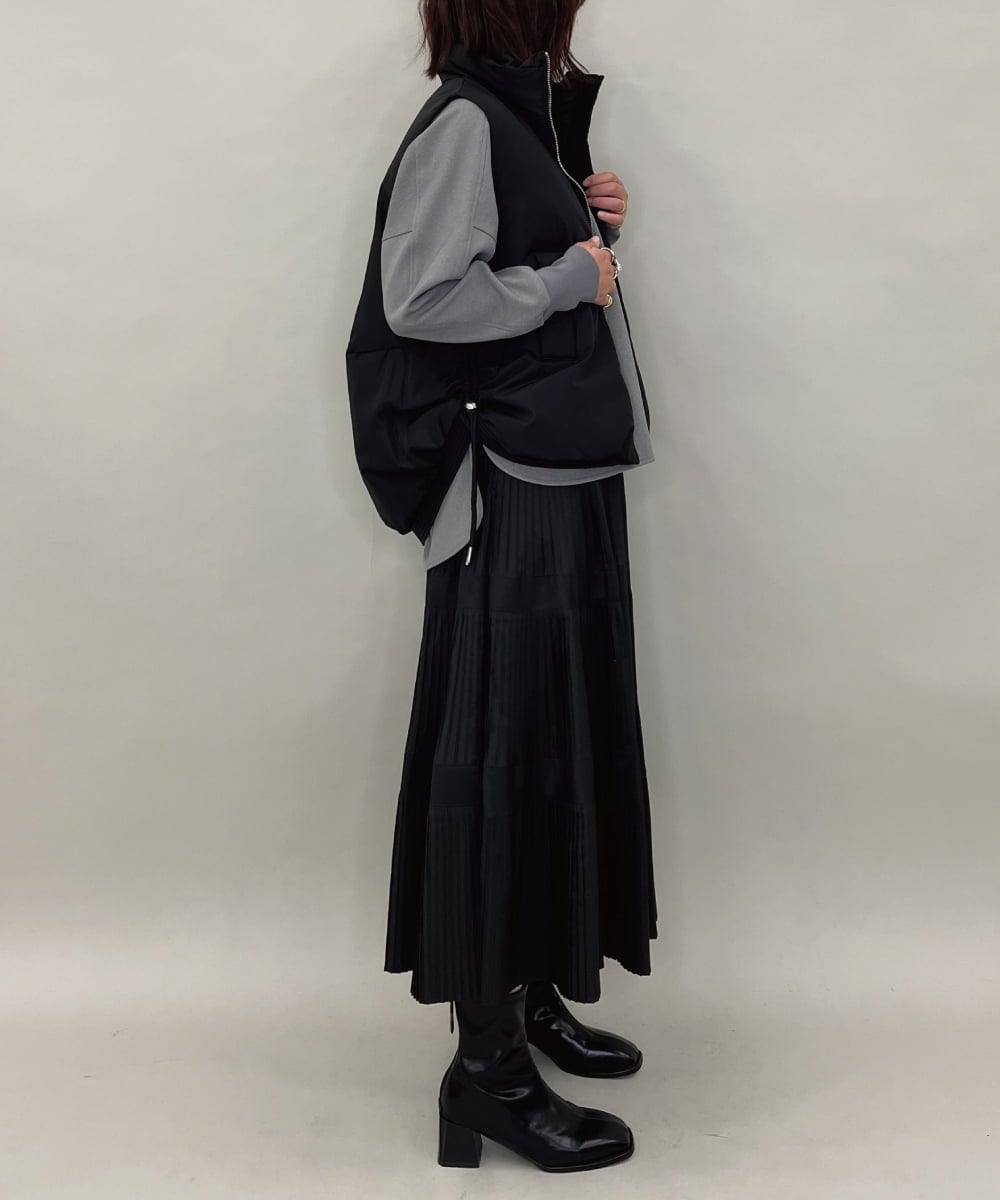 ZMHAE25140 al'aise modulation(アレーズモジュレーション) プリーツティアードスカート ブラック