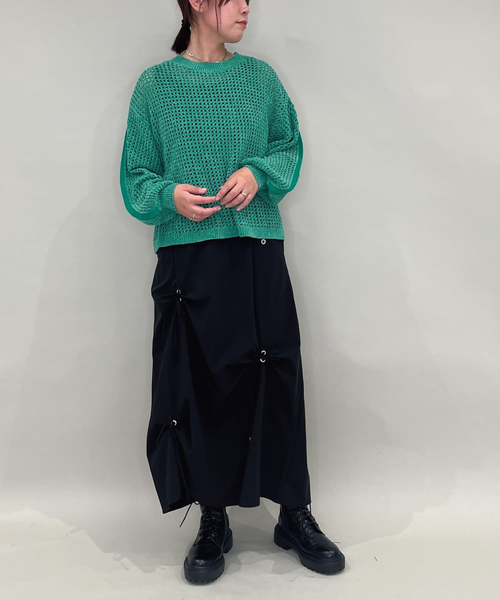 ZMHAE26128 al'aise modulation(アレーズモジュレーション) リボンアクセントスカート ブラック