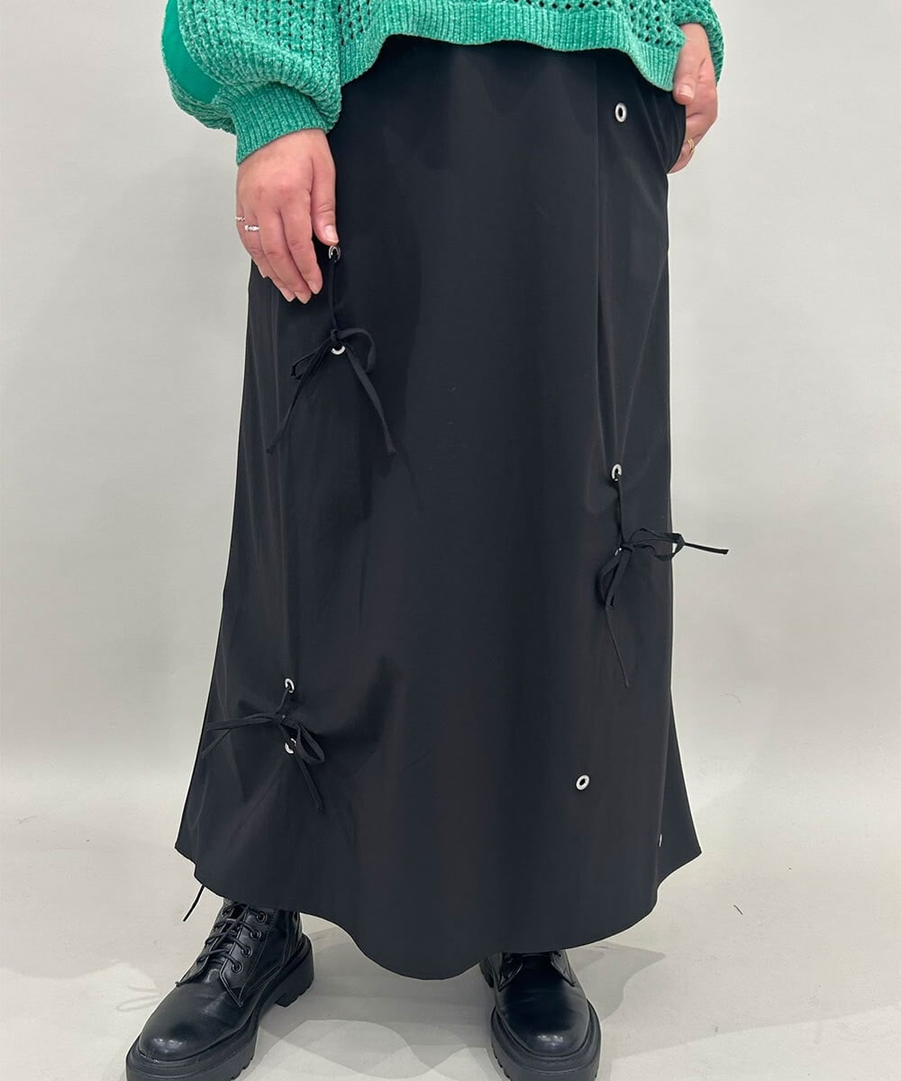 ZMHAE26128 al'aise modulation(アレーズモジュレーション) リボンアクセントスカート ブラック