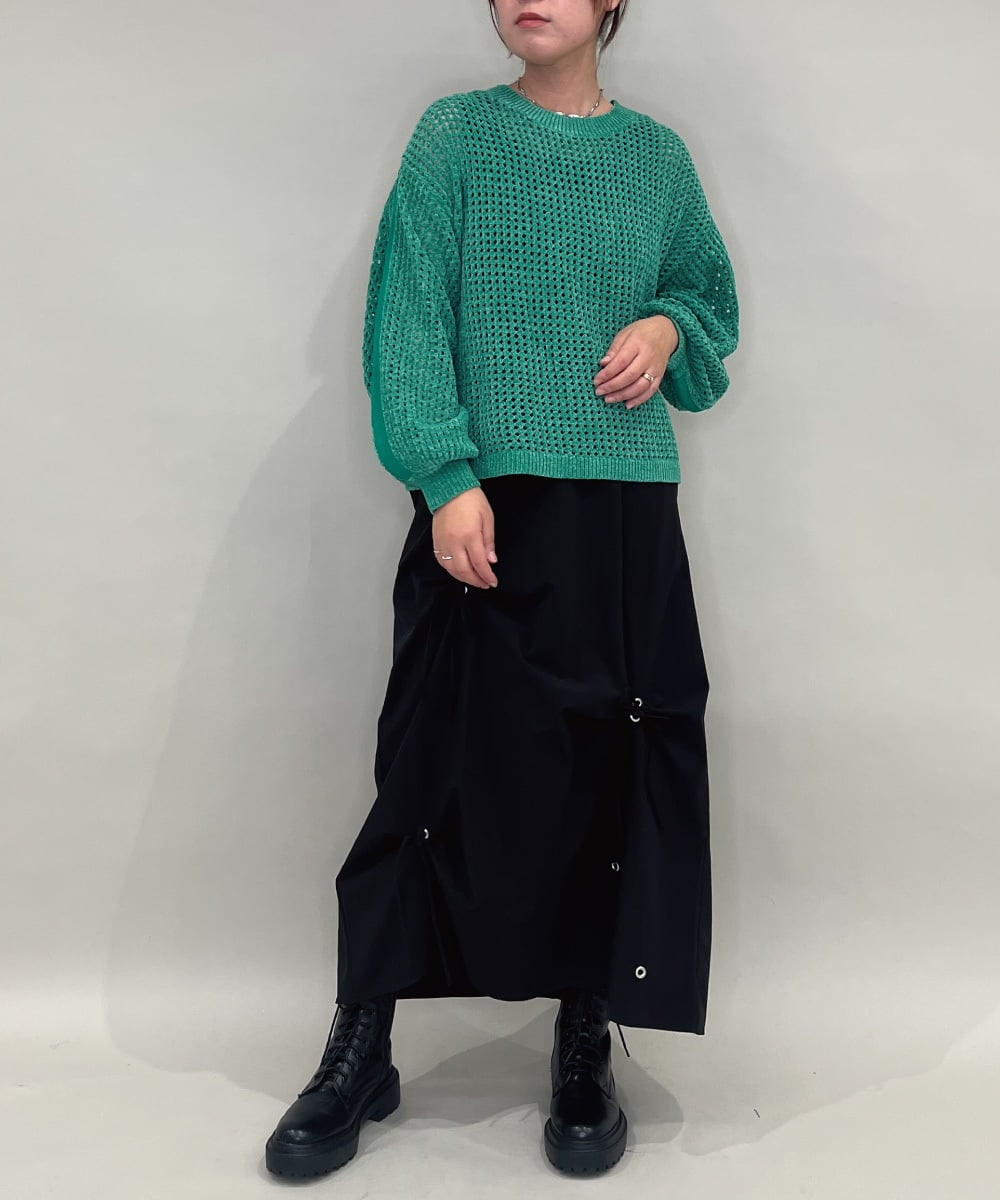 ZMHAE26128 al'aise modulation(アレーズモジュレーション) リボンアクセントスカート ブラック