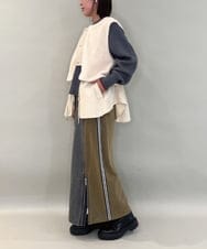 ZMHAE27168 al'aise modulation(アレーズモジュレーション) 異素材ドッキングデニムスカート カーキ