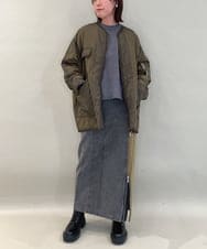 ZMHAE27168 al'aise modulation(アレーズモジュレーション) 異素材ドッキングデニムスカート カーキ