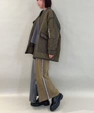 ZMHAE27168 al'aise modulation(アレーズモジュレーション) 異素材ドッキングデニムスカート カーキ