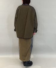 ZMHAE27168 al'aise modulation(アレーズモジュレーション) 異素材ドッキングデニムスカート カーキ