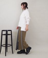 ZMHAE27168 al'aise modulation(アレーズモジュレーション) 異素材ドッキングデニムスカート カーキ