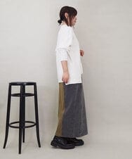 ZMHAE27168 al'aise modulation(アレーズモジュレーション) 異素材ドッキングデニムスカート カーキ