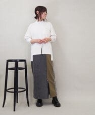 ZMHAE27168 al'aise modulation(アレーズモジュレーション) 異素材ドッキングデニムスカート カーキ