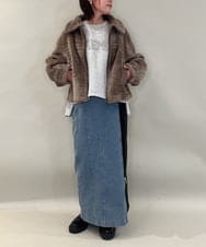 ZMHAE27168 al'aise modulation(アレーズモジュレーション) 異素材ドッキングデニムスカート ブラック