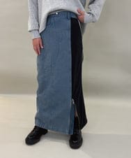 ZMHAE27168 al'aise modulation(アレーズモジュレーション) 異素材ドッキングデニムスカート ブラック