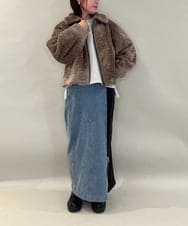 ZMHAE27168 al'aise modulation(アレーズモジュレーション) 異素材ドッキングデニムスカート ブラック