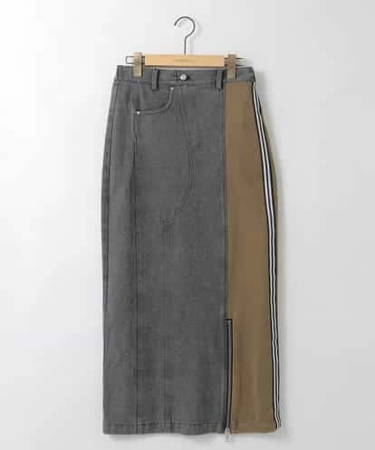 ZMHAE27168 al'aise modulation 異素材ドッキングデニムスカート
