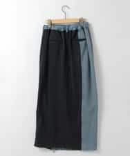 ZMHAE27168 al'aise modulation(アレーズモジュレーション) 異素材ドッキングデニムスカート ブラック