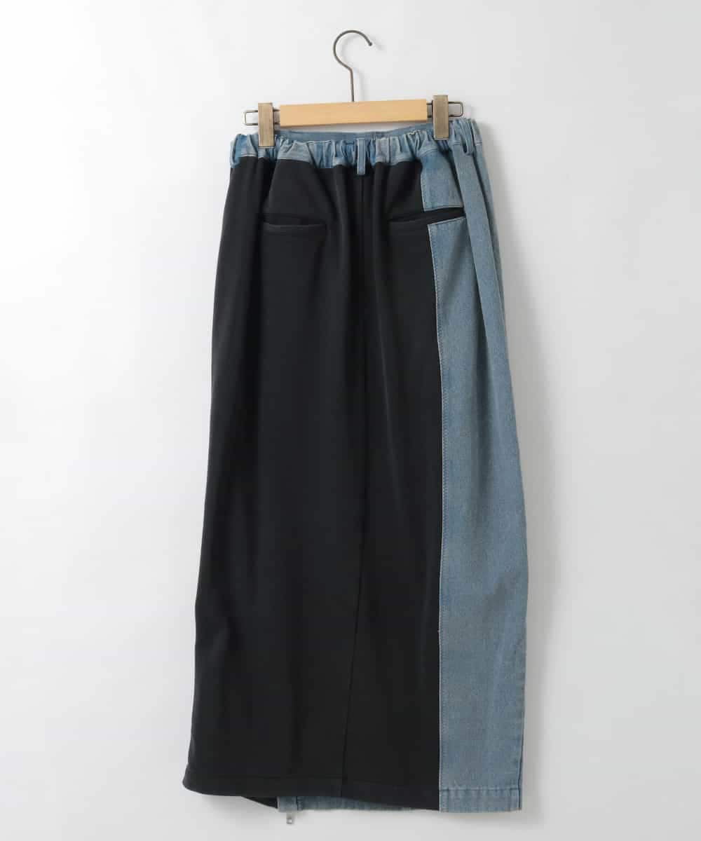 ZMHAE27168 al'aise modulation(アレーズモジュレーション) 異素材ドッキングデニムスカート ブラック