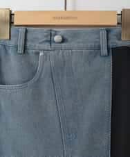 ZMHAE27168 al'aise modulation(アレーズモジュレーション) 異素材ドッキングデニムスカート ブラック