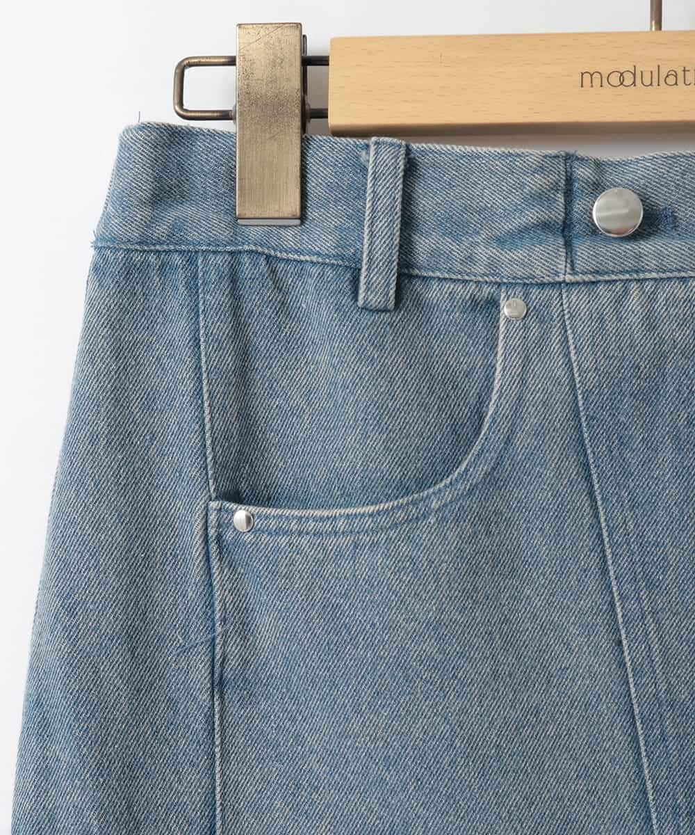 ZMHAE27168 al'aise modulation(アレーズモジュレーション) 異素材ドッキングデニムスカート ブラック