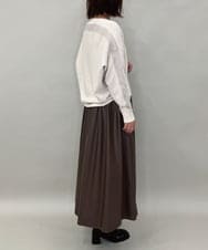 ZMHAE30130 al'aise modulation(アレーズモジュレーション) ウエストギャザーフェイクレザースカート ブラウン