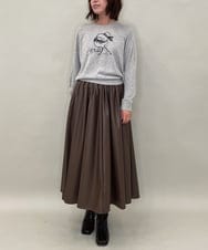 ZMHAE30130 al'aise modulation(アレーズモジュレーション) ウエストギャザーフェイクレザースカート ブラウン