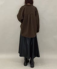 ZMHAE30130 al'aise modulation(アレーズモジュレーション) ウエストギャザーフェイクレザースカート ブラック