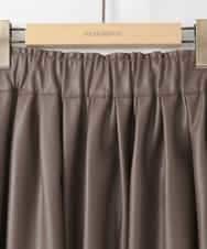 ZMHAE30130 al'aise modulation(アレーズモジュレーション) ウエストギャザーフェイクレザースカート ブラウン