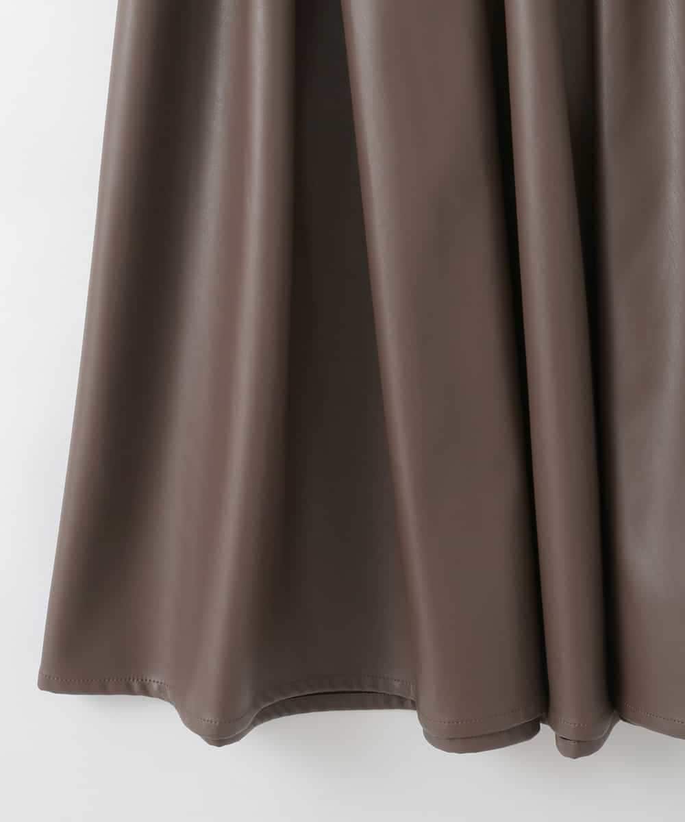 ZMHAE30130 al'aise modulation(アレーズモジュレーション) ウエストギャザーフェイクレザースカート ブラウン