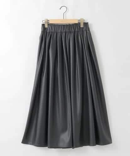 ZMHAE30130 al'aise modulation ウエストギャザーフェイクレザースカート