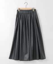 ZMHAE30130 al'aise modulation(アレーズモジュレーション) ウエストギャザーフェイクレザースカート ブラック