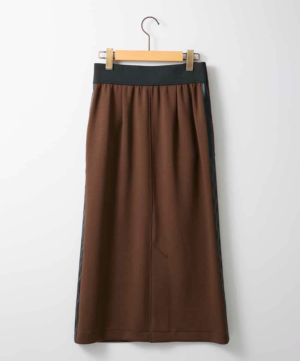 ZMHAE31130 al'aise modulation(アレーズモジュレーション) レザーポイントデザインタイトスカート ブラウン