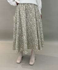 ZMHAE32140 al'aise modulation(アレーズモジュレーション) ふくれジャカードデザインフレアスカート グリーン