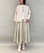 ZMHAE32140 al'aise modulation(アレーズモジュレーション) ふくれジャカードデザインフレアスカート グリーン