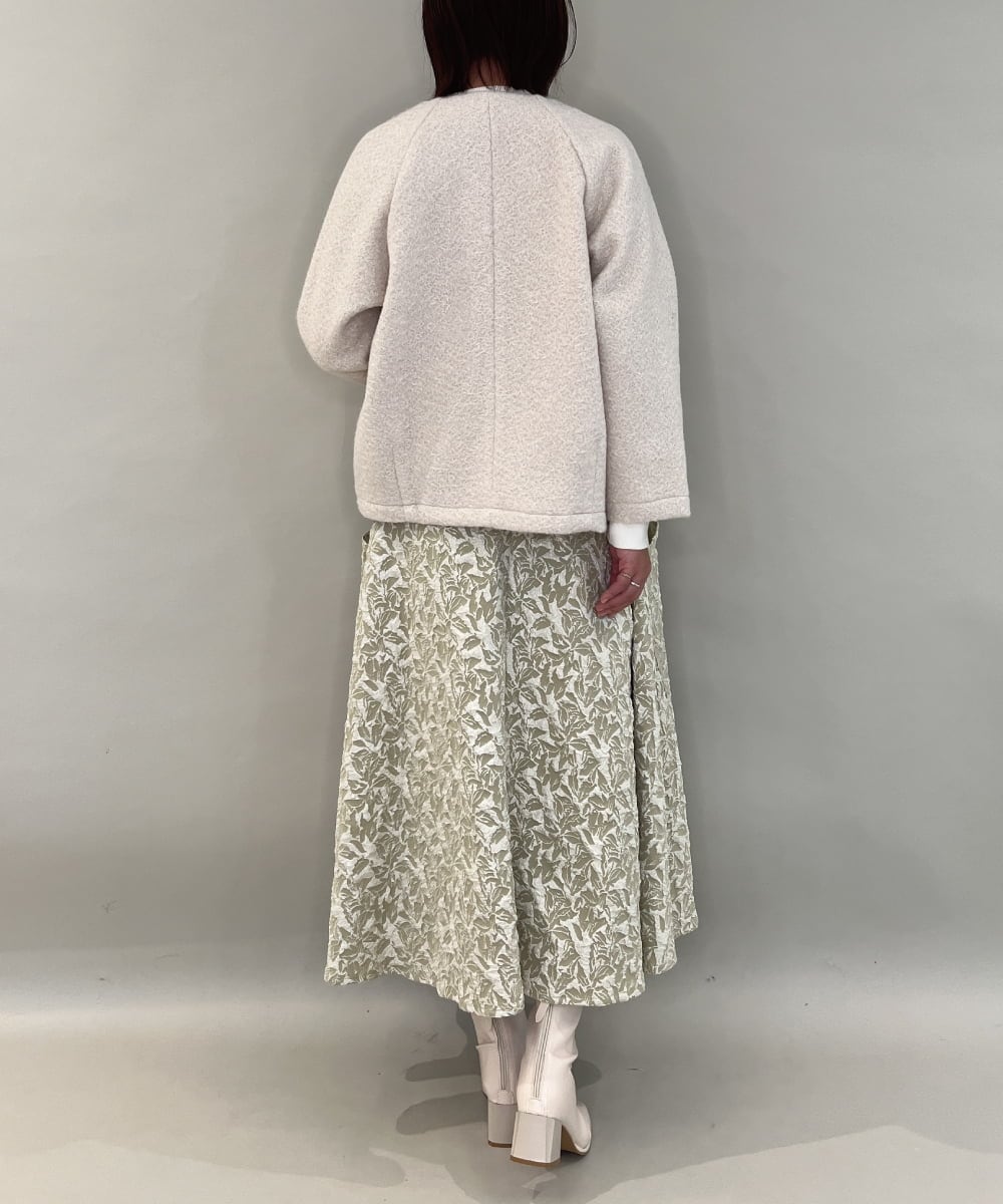 ZMHAE32140 al'aise modulation(アレーズモジュレーション) ふくれジャカードデザインフレアスカート グリーン