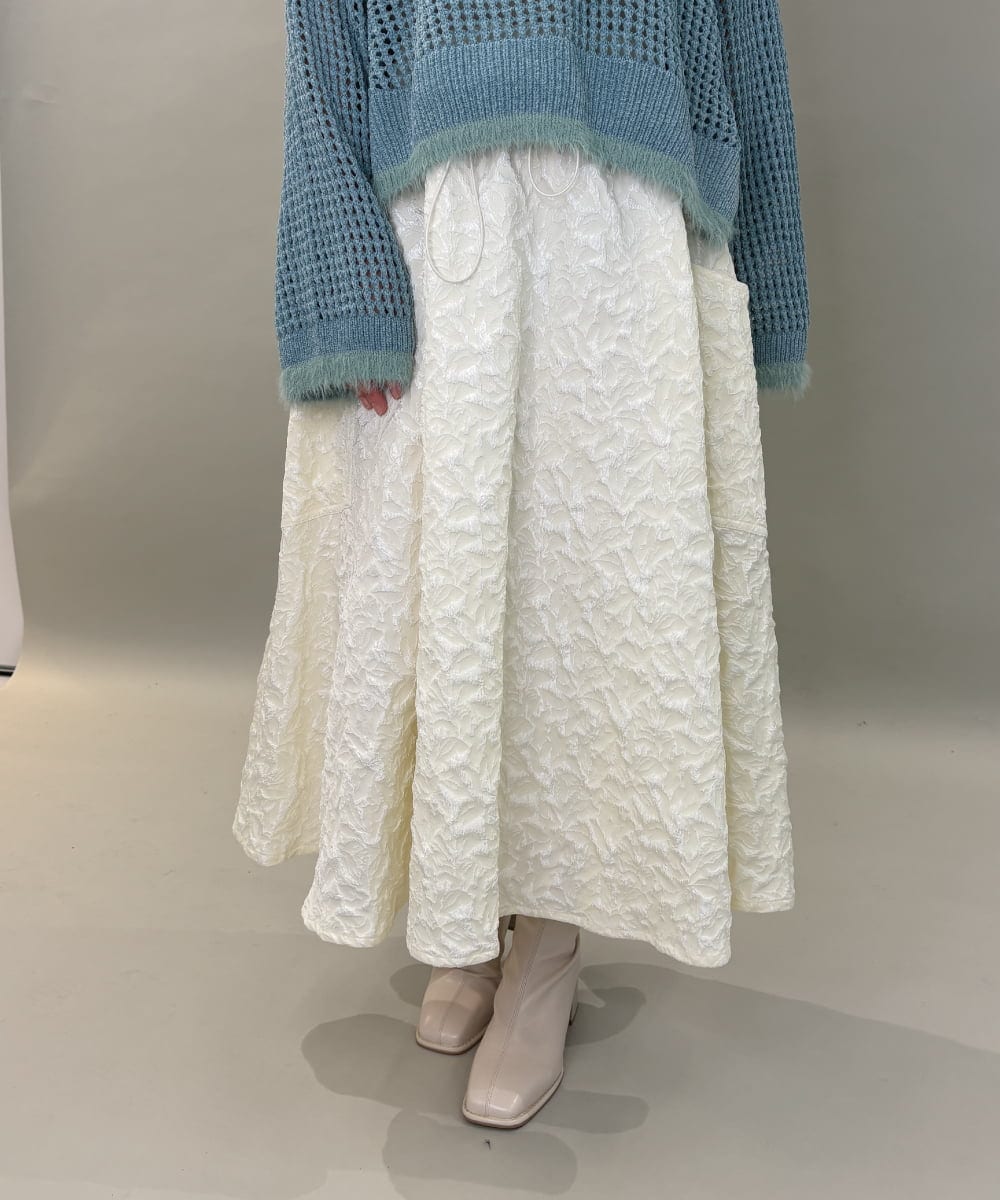 ZMHAE32140 al'aise modulation(アレーズモジュレーション) ふくれジャカードデザインフレアスカート アイボリー