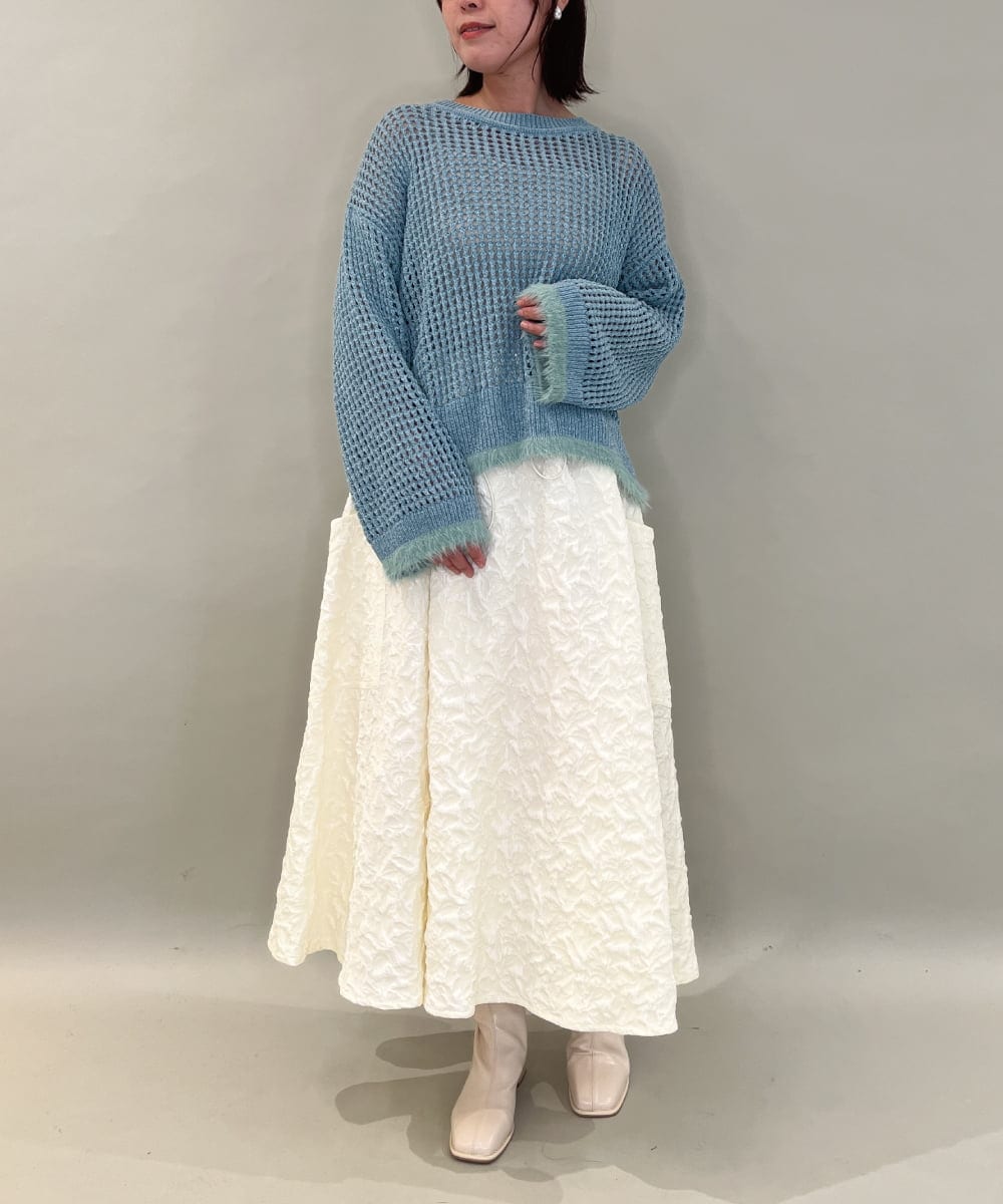 ZMHAE32140 al'aise modulation(アレーズモジュレーション) ふくれジャカードデザインフレアスカート アイボリー