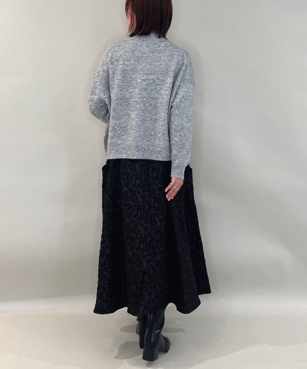 ZMHAE32140 al'aise modulation(アレーズモジュレーション) ふくれジャカードデザインフレアスカート ブラック