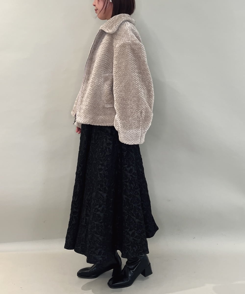 ZMHAE32140 al'aise modulation(アレーズモジュレーション) ふくれジャカードデザインフレアスカート ブラック